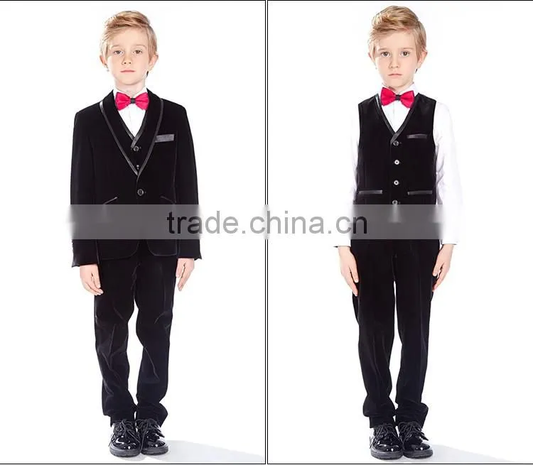 ELPA NXB0027 three pieces boy suits black wholesale velvet fabric kids tuxedo suits