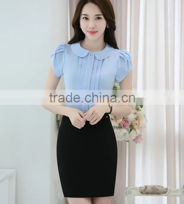 Juqian Brand fashion design short sleeve new blouse summer ladies chiffon shirts