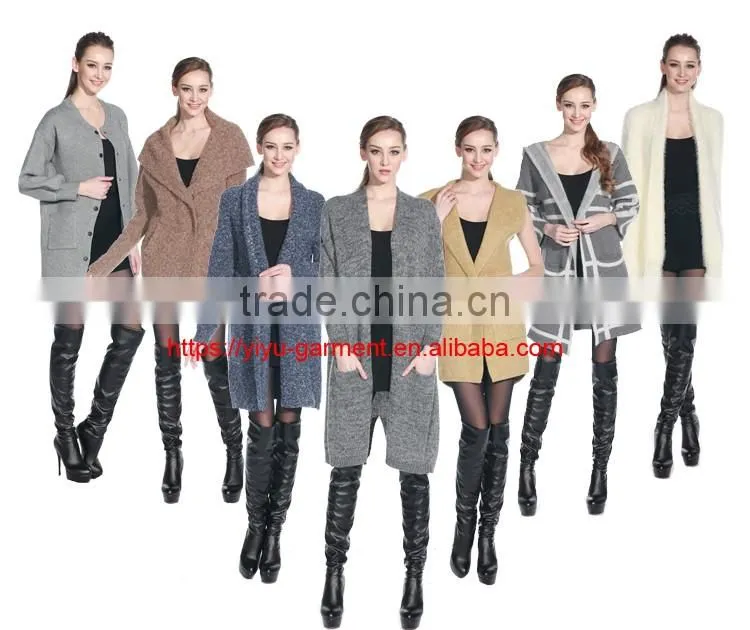 Korea Winter Long Coat Wholesale Knit Hooded Cardigan women sweater