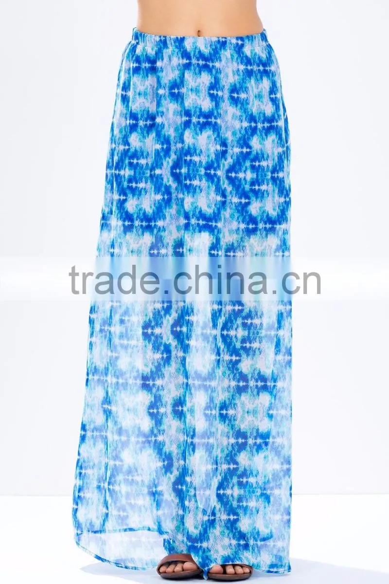 Sexy beach wear tie-dye print maxi skirt chiffon belly dance arabic sexy dance long skirt 2015