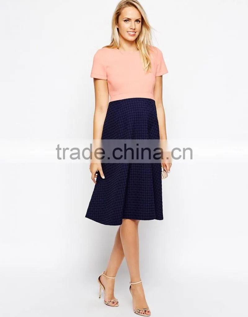 Maternity Bonded Skater Dress With Textured Full Skirt China supplier