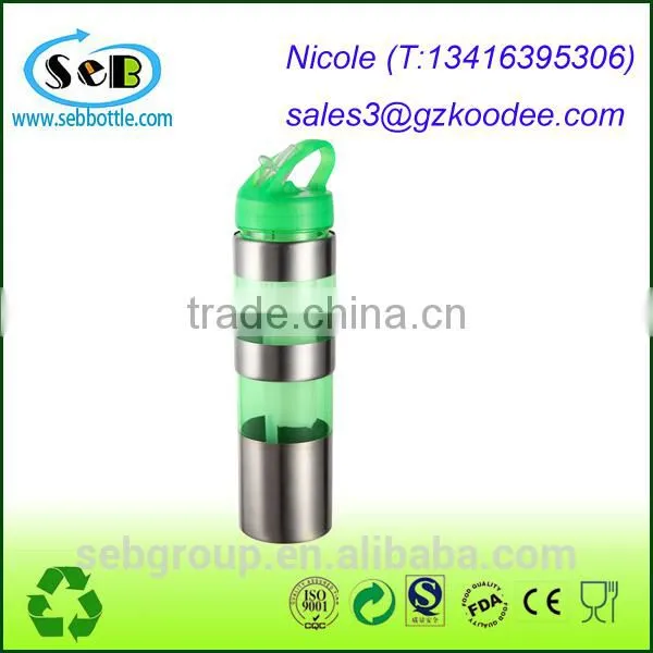 Ice Sticker Plastic Sport Water Bottle, Flip Straw Lid