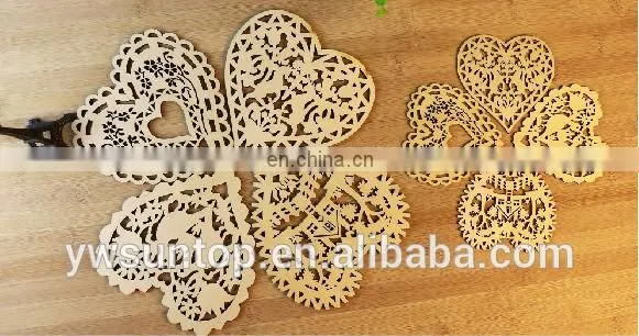 New Arrival Heart Design Hollow Out Cork Coaster wooden craft Home Decorations
