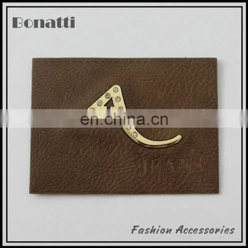 Debossed small size metal leather label for jeans and bags
