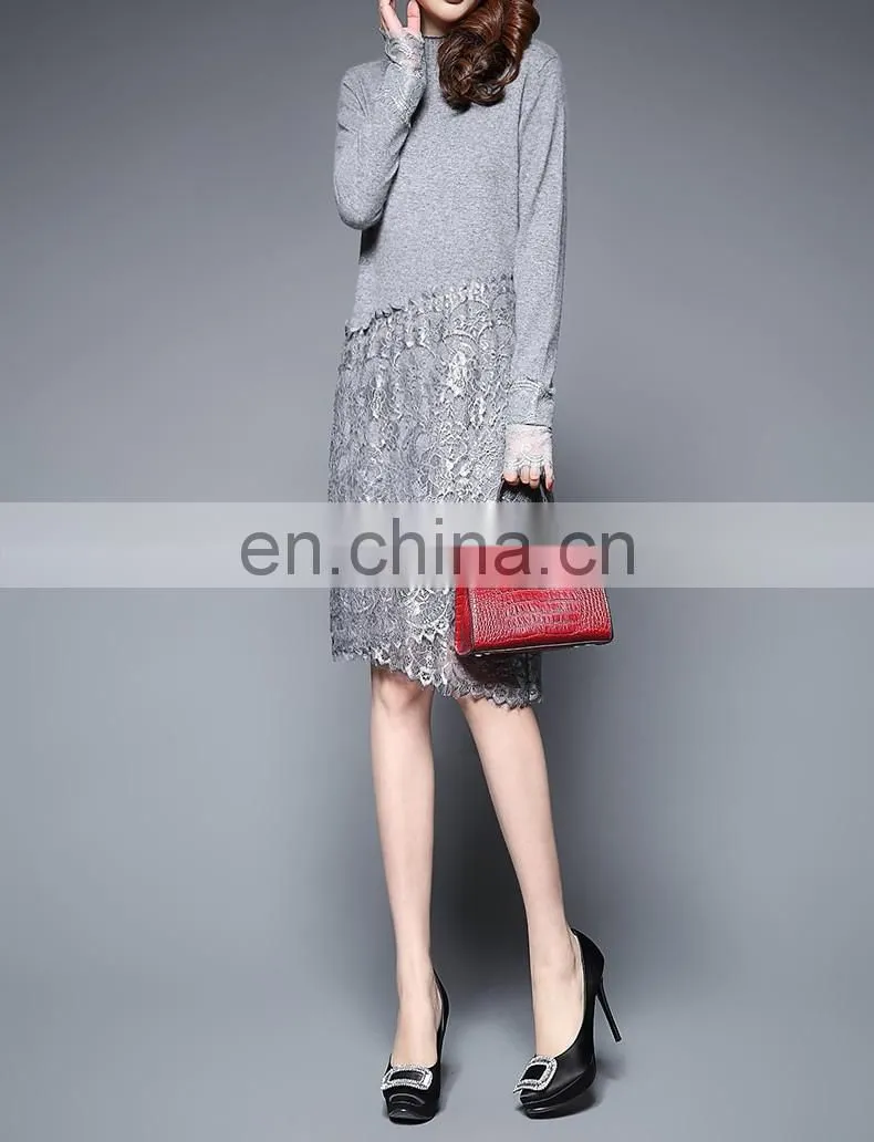 New trendy women knit long sleeve dress
