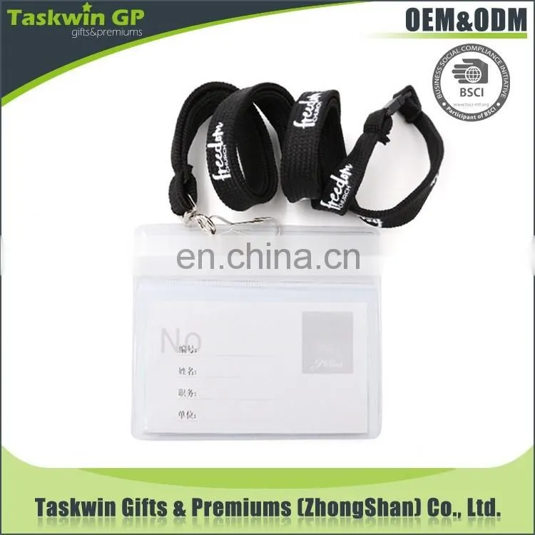 custom polyester tublar lanyards with clear badge holder, card holder