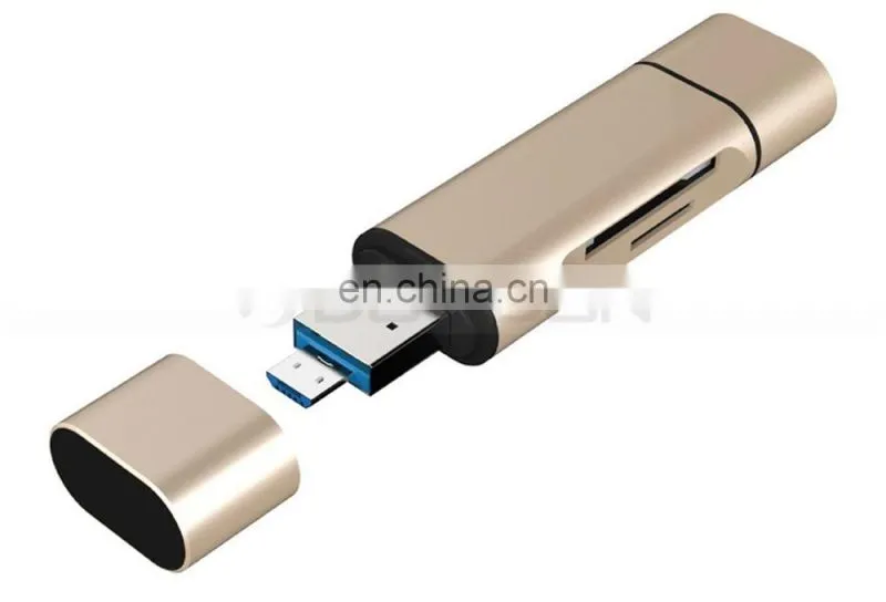 Aluminum Multifunction USB-A-Micro-Type-C Card Reader OTG Supported for Nexus 6P,5X,MacBook,Windows Computer,Android OTG