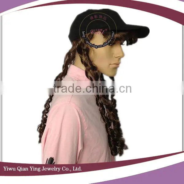blcak basball adjustable wig cap