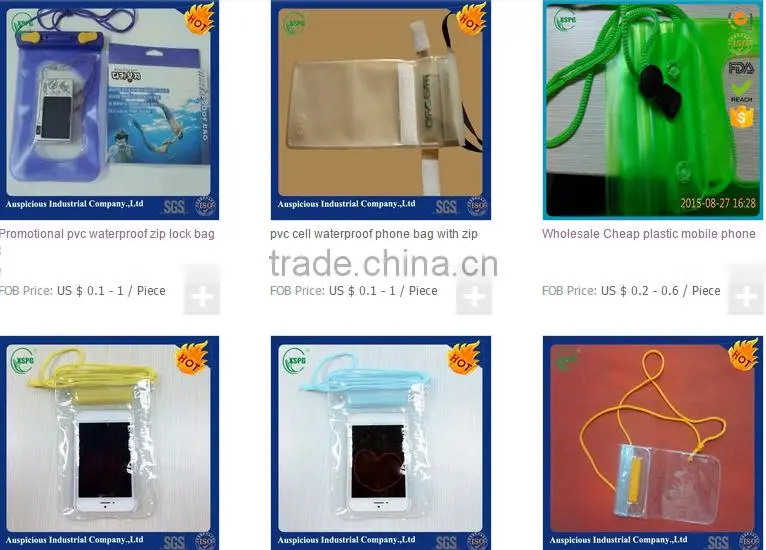 Plastic clear pvc waterproof bag for camera