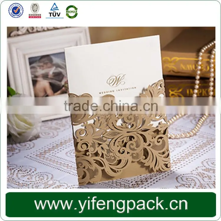 New arrival handmade laser cut fancy wedding invitation card