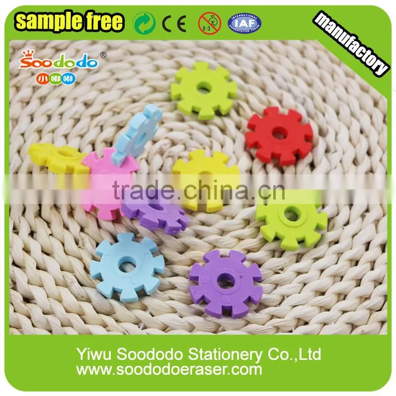 Non-toxic wacky erasers gear shape decor eraser