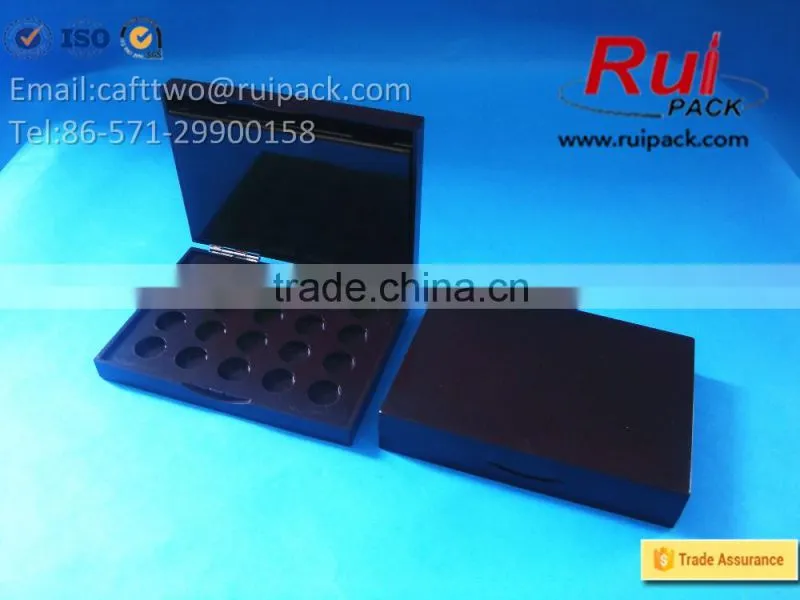 Large size two layers eyeshadow case with mirror, big square double layer eyeshadow box/container
