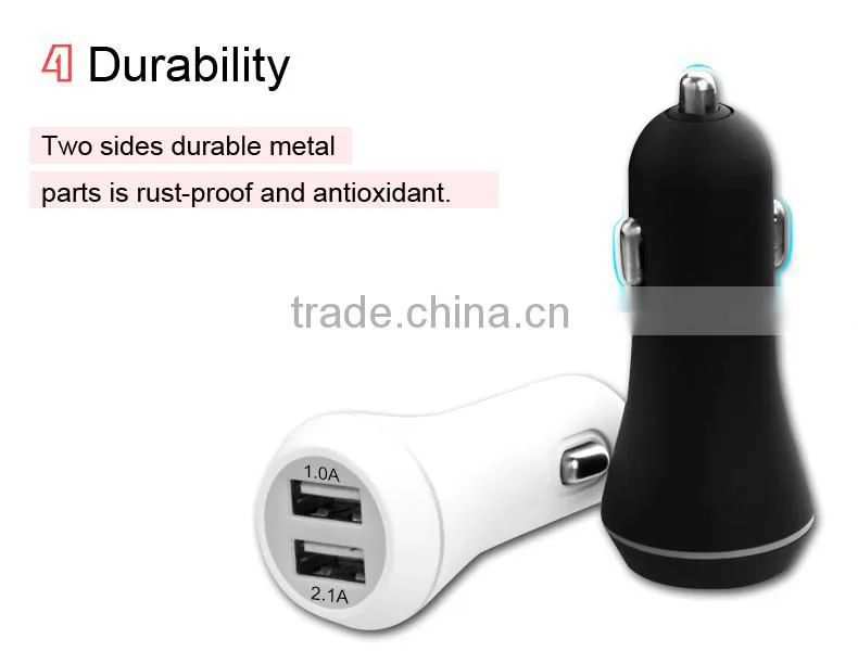 OEM Single 12v 3100amp 2 port usb car charger with rubber painting