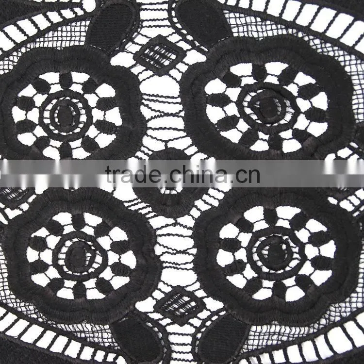 Chinese factory custom pattern American black geometric guipure lace water souble embroidery fabric
