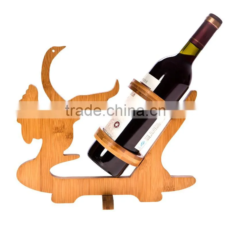 natural wooden bottle Wine Rack,SINGLE FANCY ANIMAL WOODEN WINE RACK