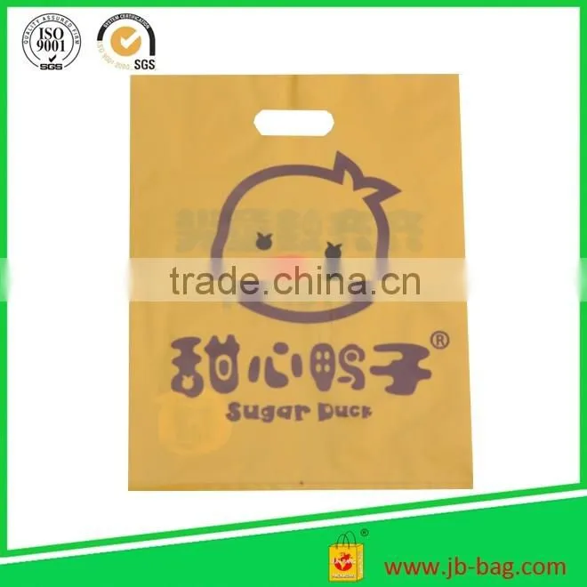 Thick Plastic CLEAR Frosty Die Cut Handle Frosted Gusset Bag customized