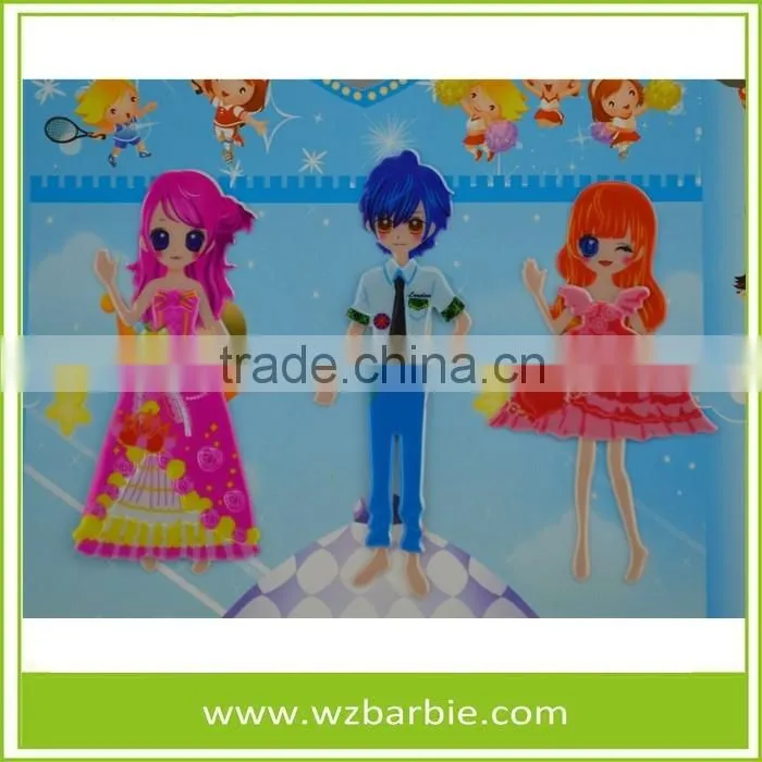 Eco-friendly Removed And Repeatedly 3D Change Clothes Puffy Sticker