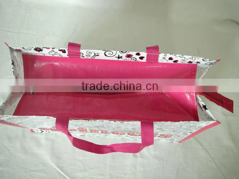 pp woven lamiantion shopping bag with pvc pocket full printing ,pp woven zipper bag inner