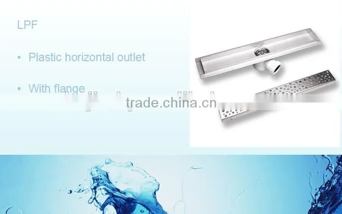 linear stainles steel shower drain with vertical outlet