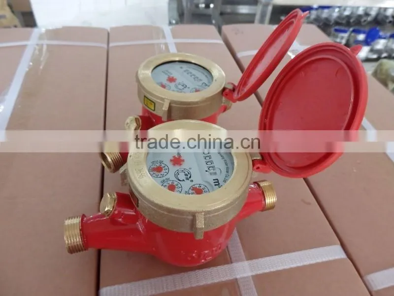 Multi jet vane wheel hot water meter with red body