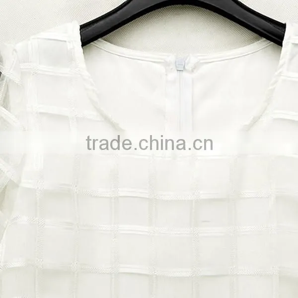 High Quality White Color Ladies Short Sleeve Blouse