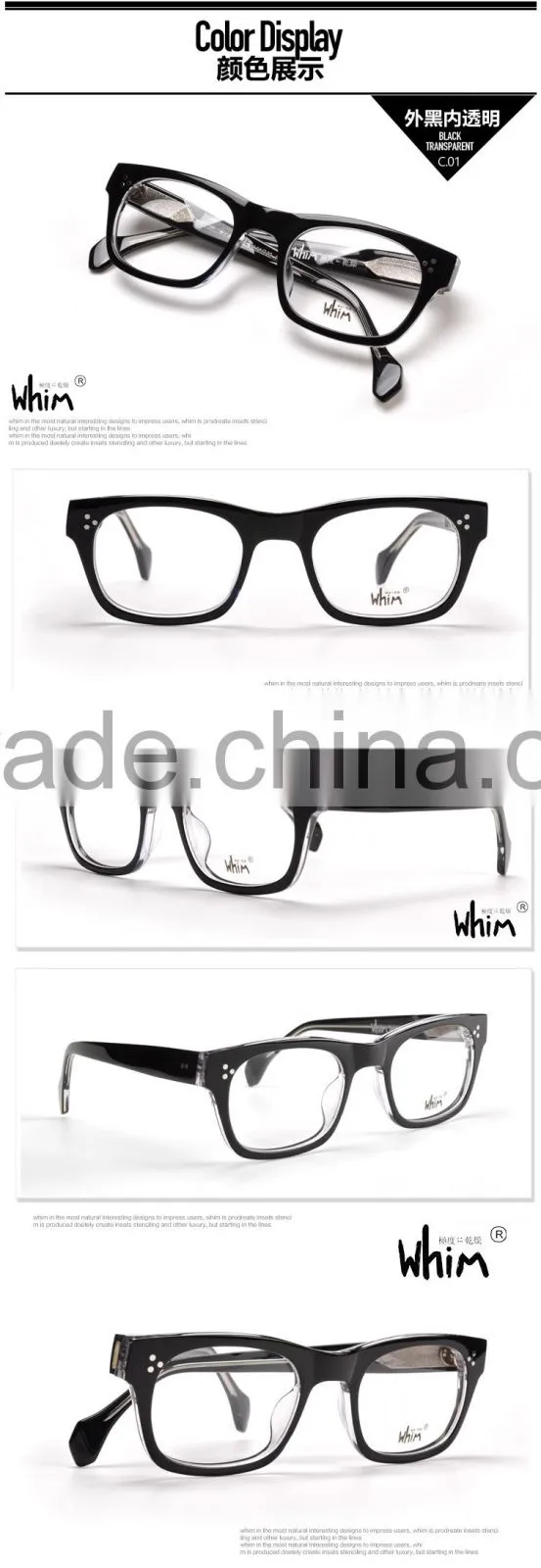 WHIM Fashion Handmade Optical Acetate Glasses Frame With Myopia Lens