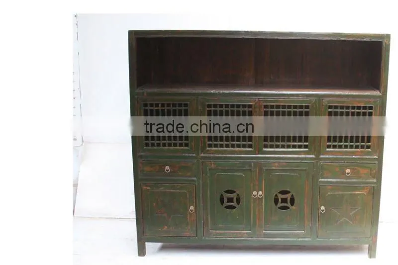 Hebei Chinese Antique Eight Door Two Drawer Cupboard