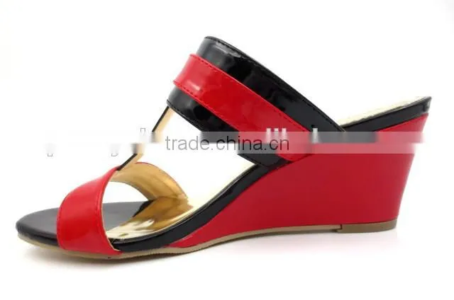 new fashion wedge heel pu slipper for lady