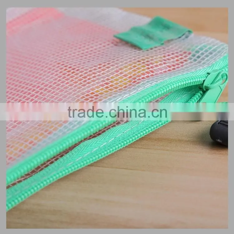 Cheap PVC Lattice clear zippper bag for stationery