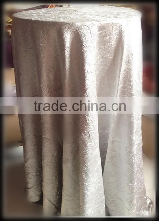 silver grey color Crinkle polyester banquet table cloth crushed fabric table cover cloth for hall wedding banquet