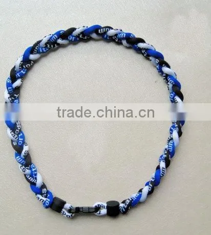 2011 Hot selling Germanium&Titanium Tri braided sports necklace with 18colors