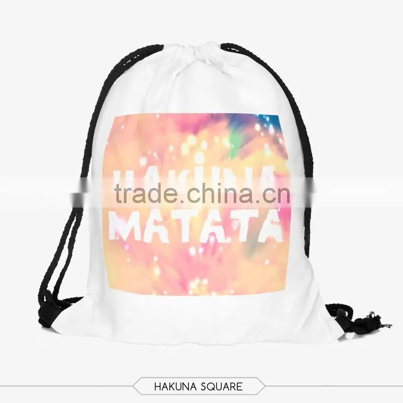 China Supplier Hot Sale Custom 3D Print Cheap Small Drawstring Bag