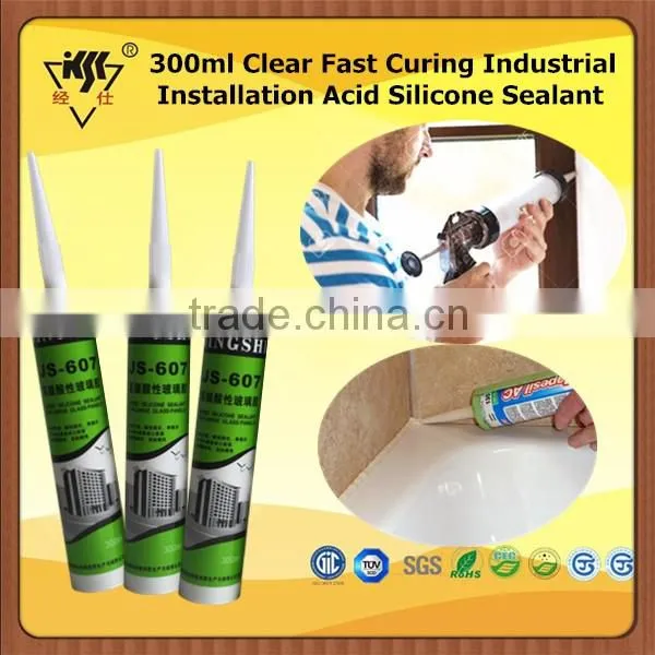 300ml Clear Fast Curing Industrial Installation Acid Silicone Sealant