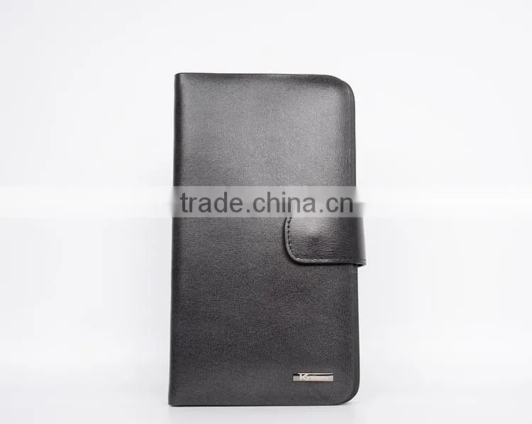 Brown Smooth Leather Men's Carrying Wallet Case Clutch Cell Phone Zippered Pouch