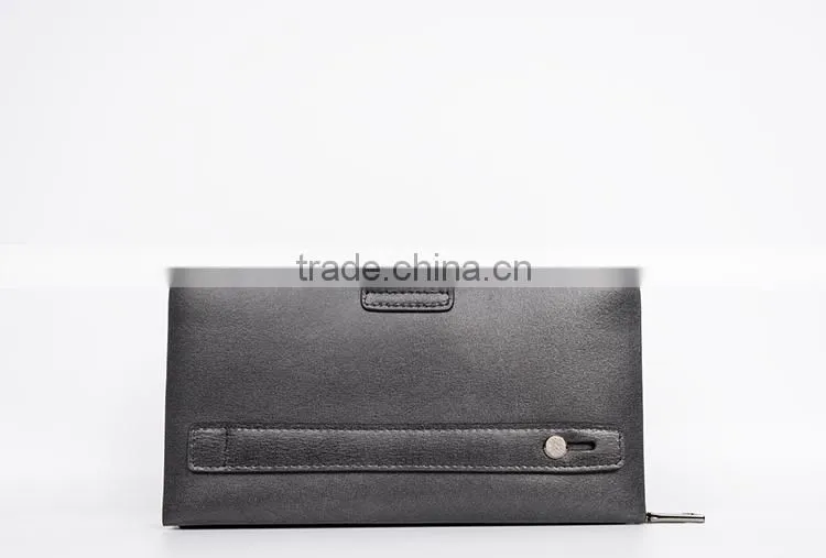 Brown Smooth Leather Men's Carrying Wallet Case Clutch Cell Phone Zippered Pouch