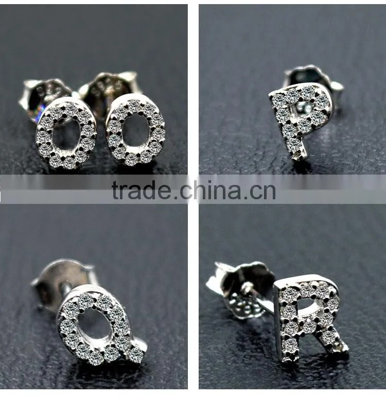 Infinite Factory Direct Sale 925 Sterling Silver earrings Letter shape A-Z silver earrings