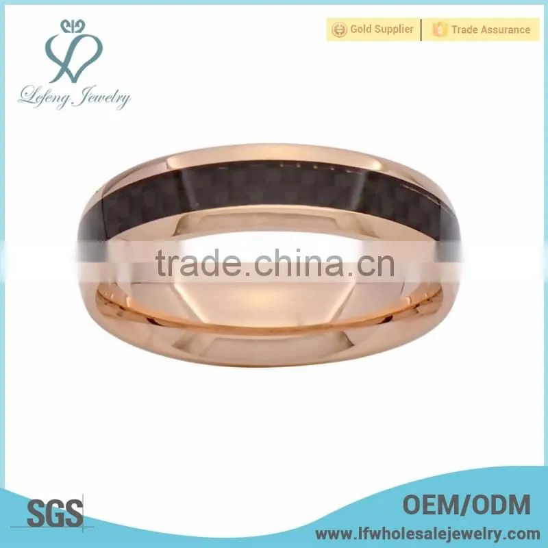 Top selling rose gold ring titanium with carbon fiber engagement ring