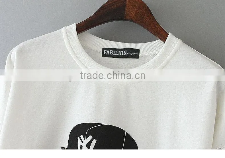 Korean casual All-Purpose Style fashionable crew neck Owl-Pattern female fitness wear
