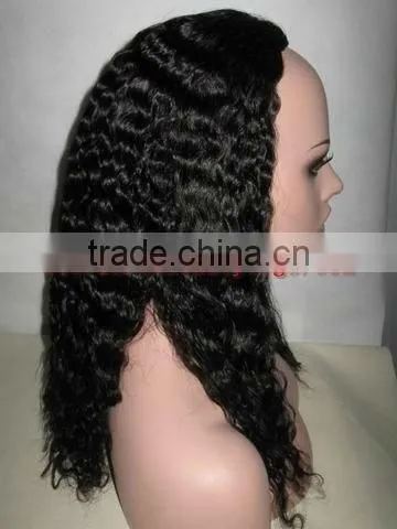 3/4 hair wig,16'',1B#,straight,100% human hair wig accept paypal payment