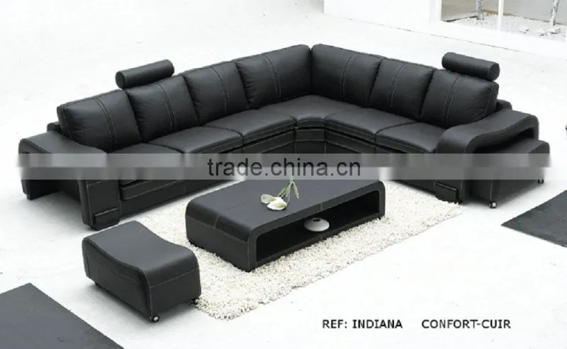 Modern Cow leather Home used black High Quality Leather Sofa AL509