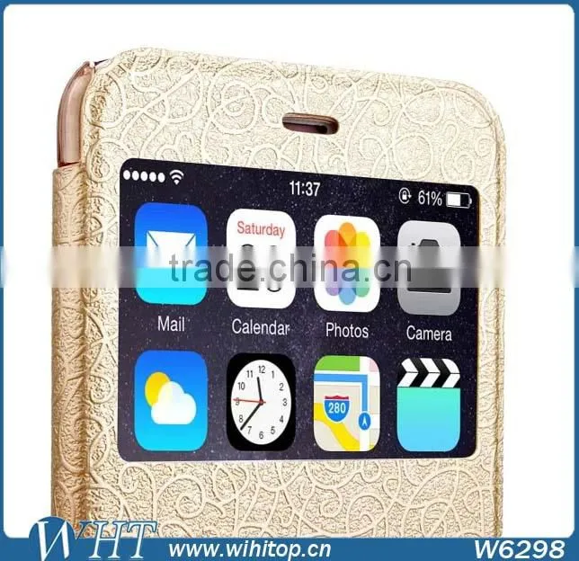 Flip PU Leather Case with Window for iPhone 6 Plus 5.5", Window View Smart Case for iPhone 6 Plus