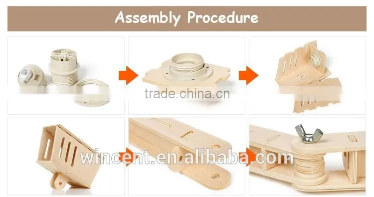Drawing Handmade Wood Assembly Table Lamp