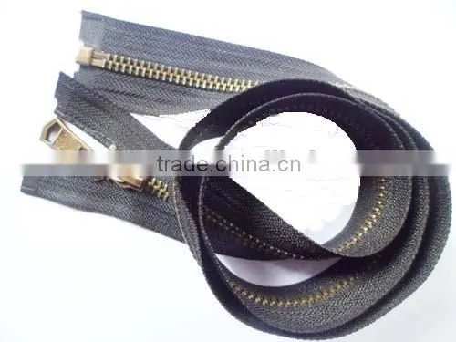 5# aluminum zipper bronze teeth zipper open end with customer's slider puller cloth zipper