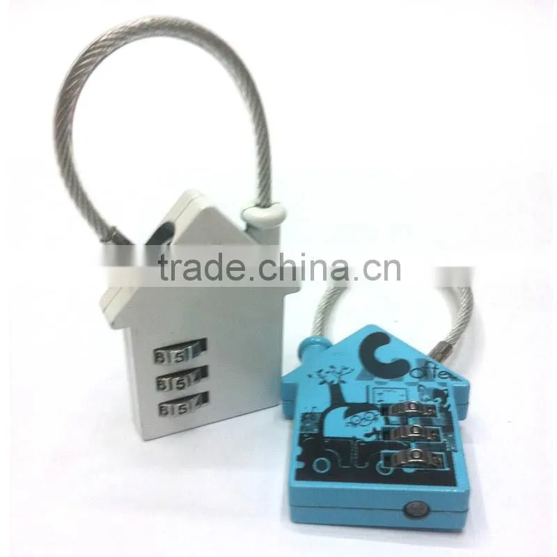 School Lovely Locker House Shaped Cable Combination Padlock