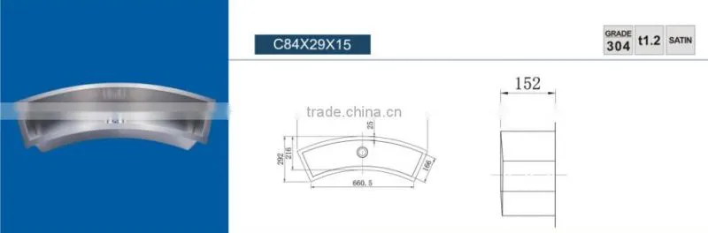 Stainless steel commercial circular arc indoor hotel bar sink hand wash basin for public use