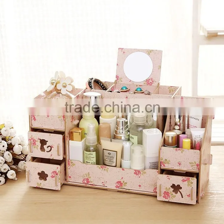 China home&office eco-friendly foldable wooden/plastic desktop storage box