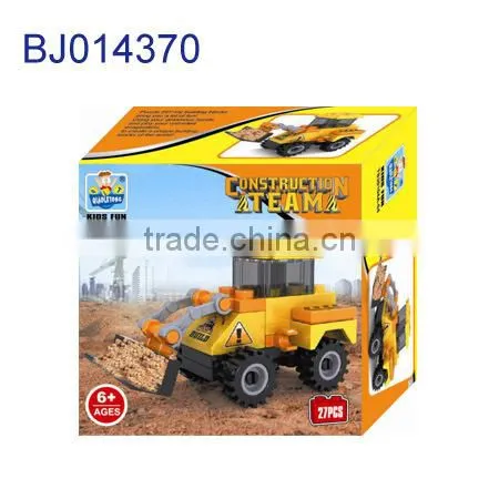 Cheap diy toy plastic 3D block construction truck/excavator rooter model