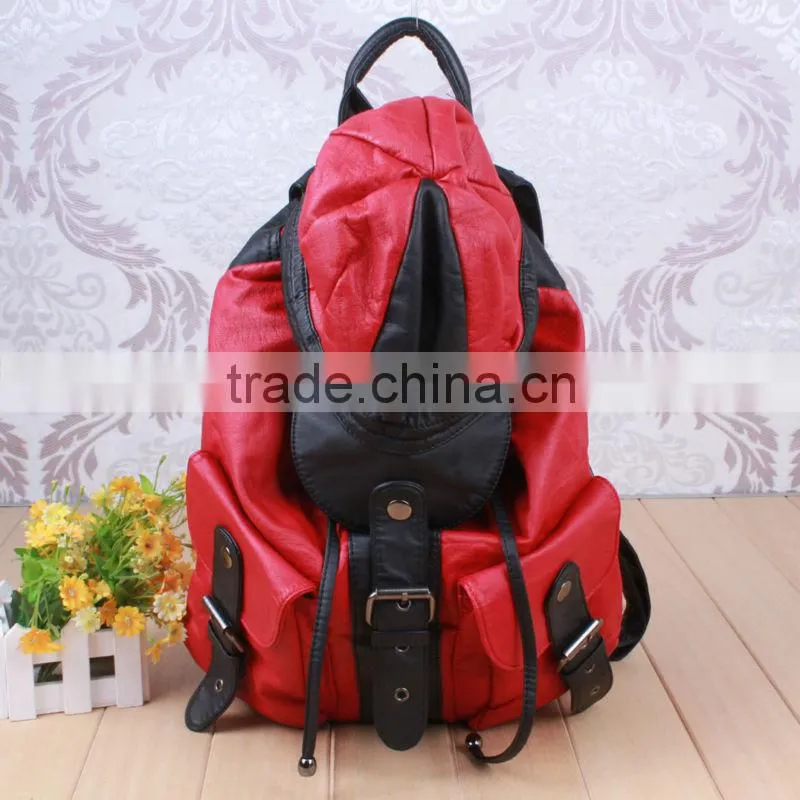 2014 Angel kiss washed pu backpack sport backpack with hat china suppliers backpacks in stock