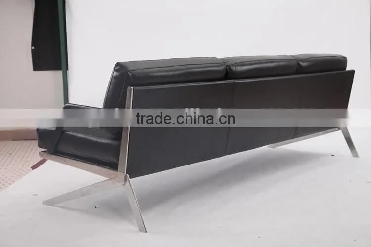 304# stainless steel leather American sleeper sofa DS-60 sofa sale