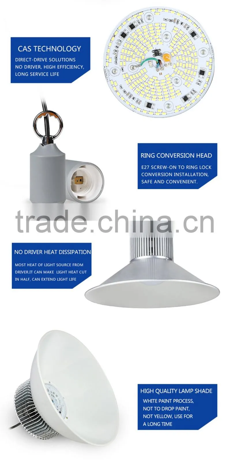 Warehouse Workshop Garage E27 20W 30W 50W 60W 100W 120W 150W 180W High Lumen Industrial LED High Bay Light